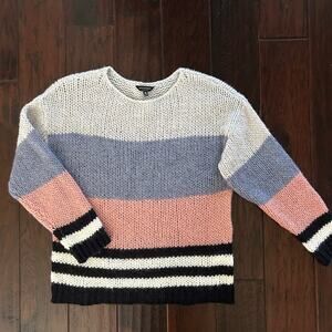 Women's Luck Brand Color block long sleeve Knit sweater scoop neck size M